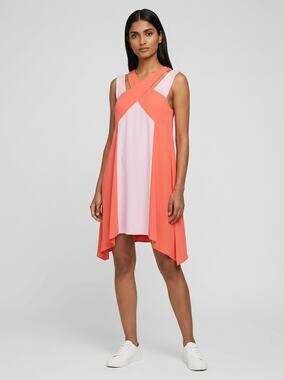 Bcbgmaxazria Chantal Orange Short Colorblock Lined Dress Women Size M